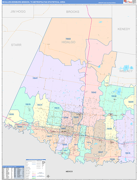 McAllen-Edinburg-Mission Metro Area Wall Map